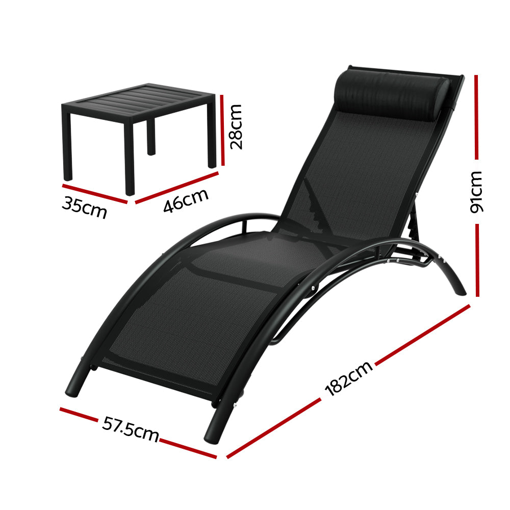 Pialba 3 Piece Lounge Set, Black