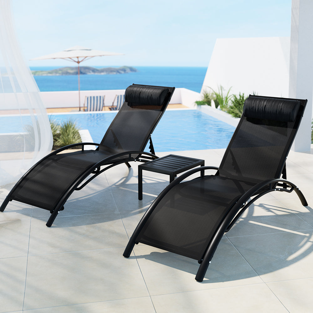 Pialba 3 Piece Lounge Set, Black