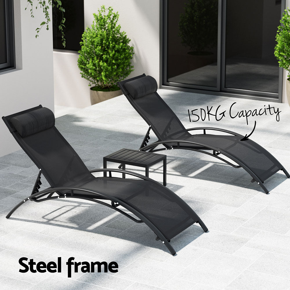 Pialba 3 Piece Lounge Set, Black