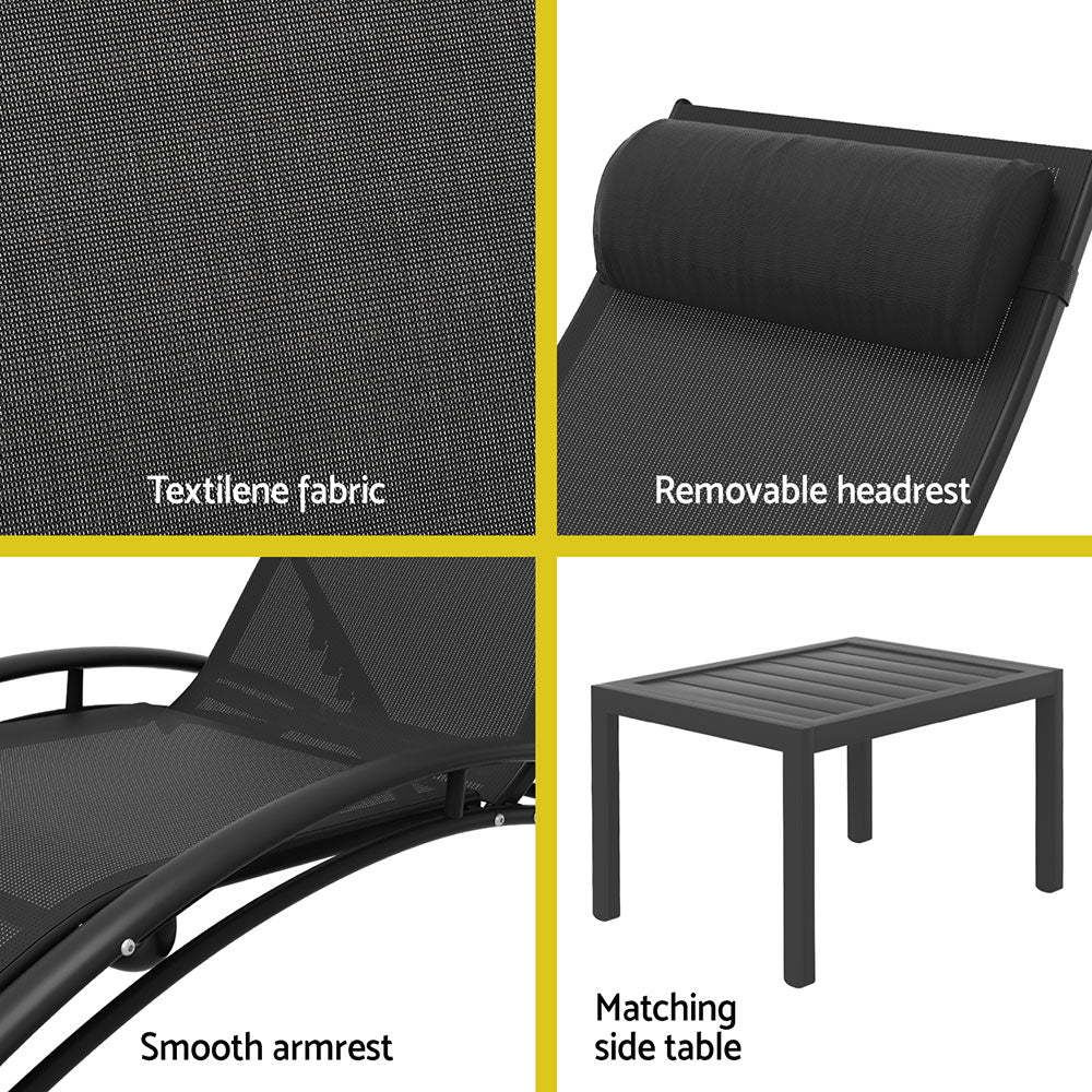 Pialba 3 Piece Lounge Set, Black
