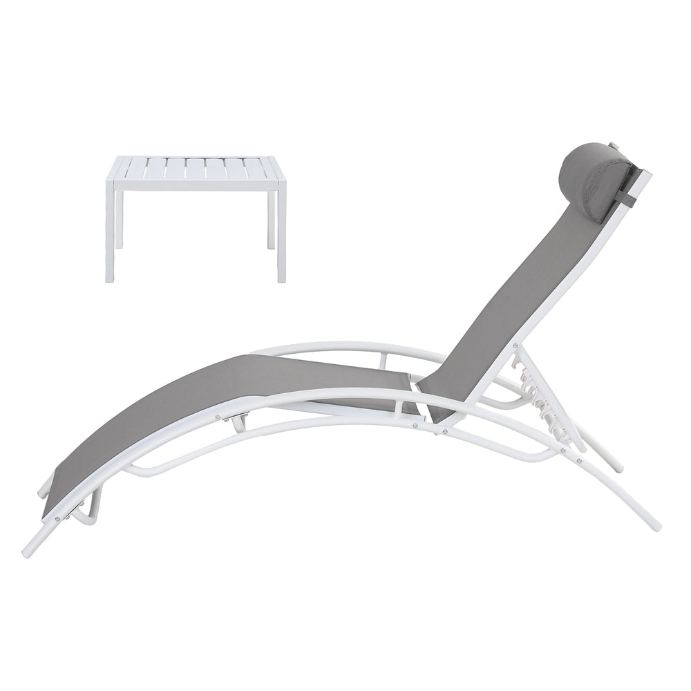 Keppel 3 Piece Sun Lounge Set, White Steel