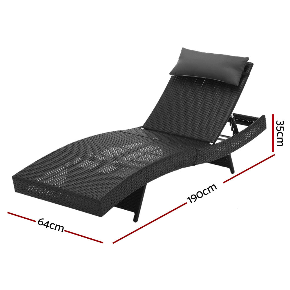 Agnes Water Sun Lounge, Black Wicker