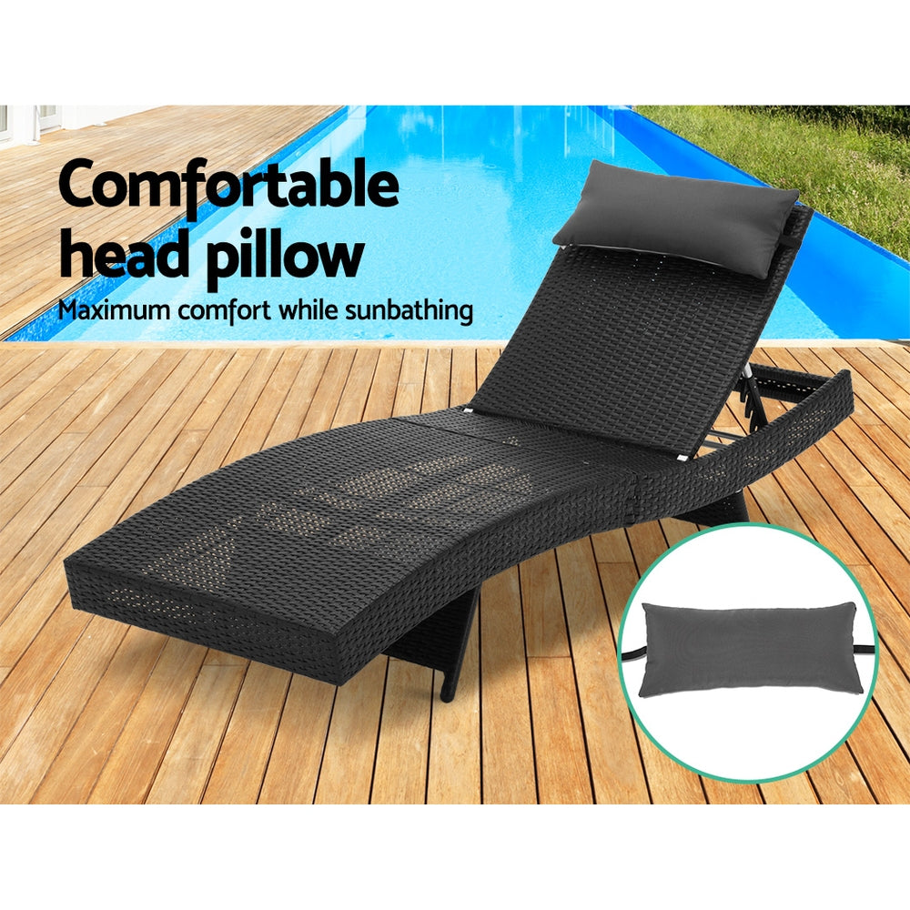 Agnes Water Sun Lounge, Black Wicker