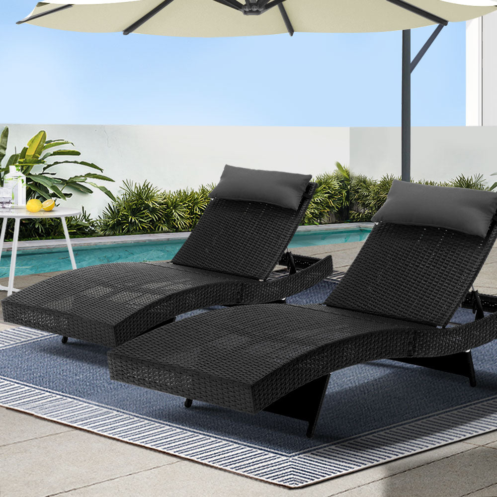 Agnes Water black wicker sun lounge in an outdoor setting