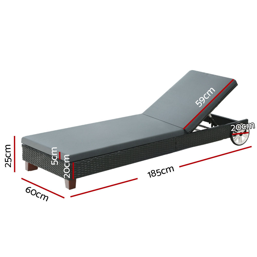 Gladstone Sun Lounge, Black Aluminium