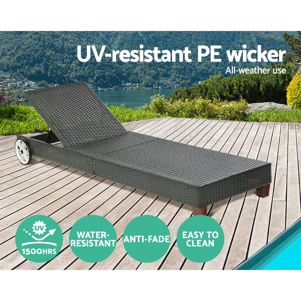 Gladstone Sun Lounge, Black Aluminium