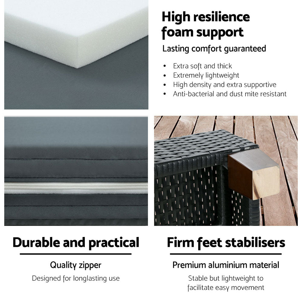 Gladstone Sun Lounge, Black Aluminium