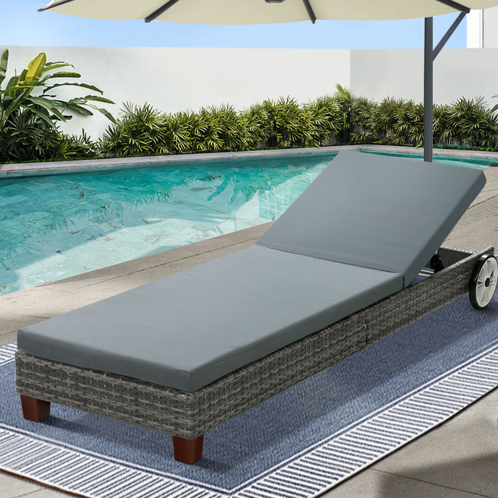 Gladstone grey aluminium sun lounge in an outdoor setting