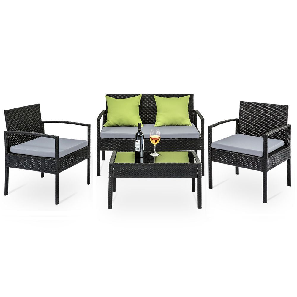 Clontarf 4 Piece Outdoor Sofa Set, Black