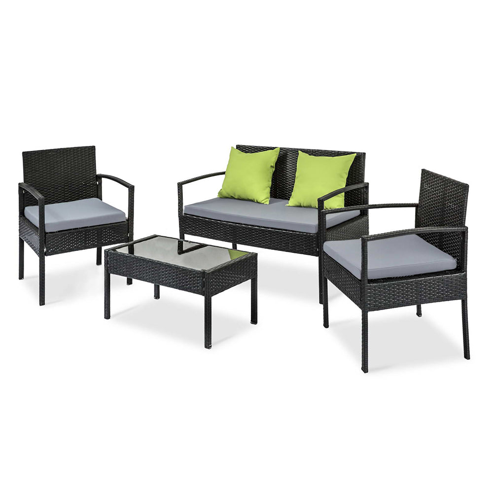 Clontarf 4 Piece Outdoor Sofa Set, Black