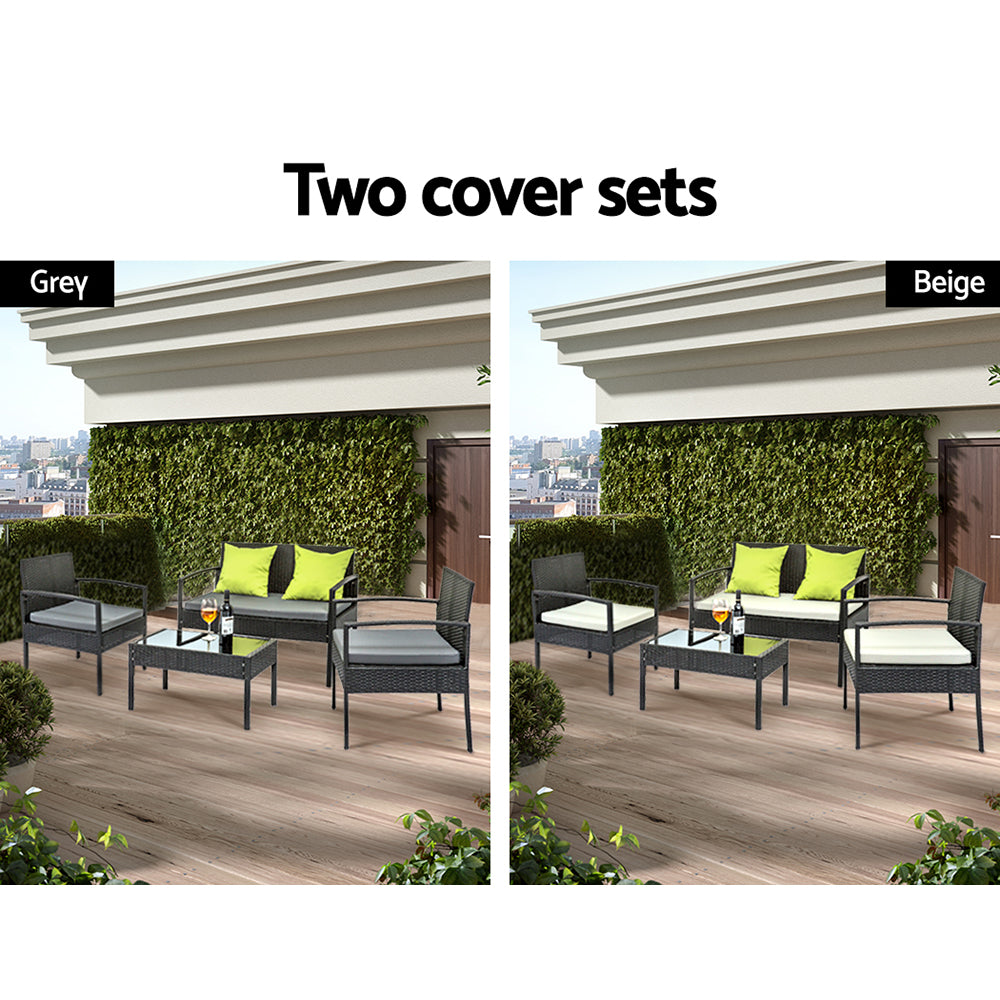 Clontarf 4 Piece Outdoor Sofa Set, Black