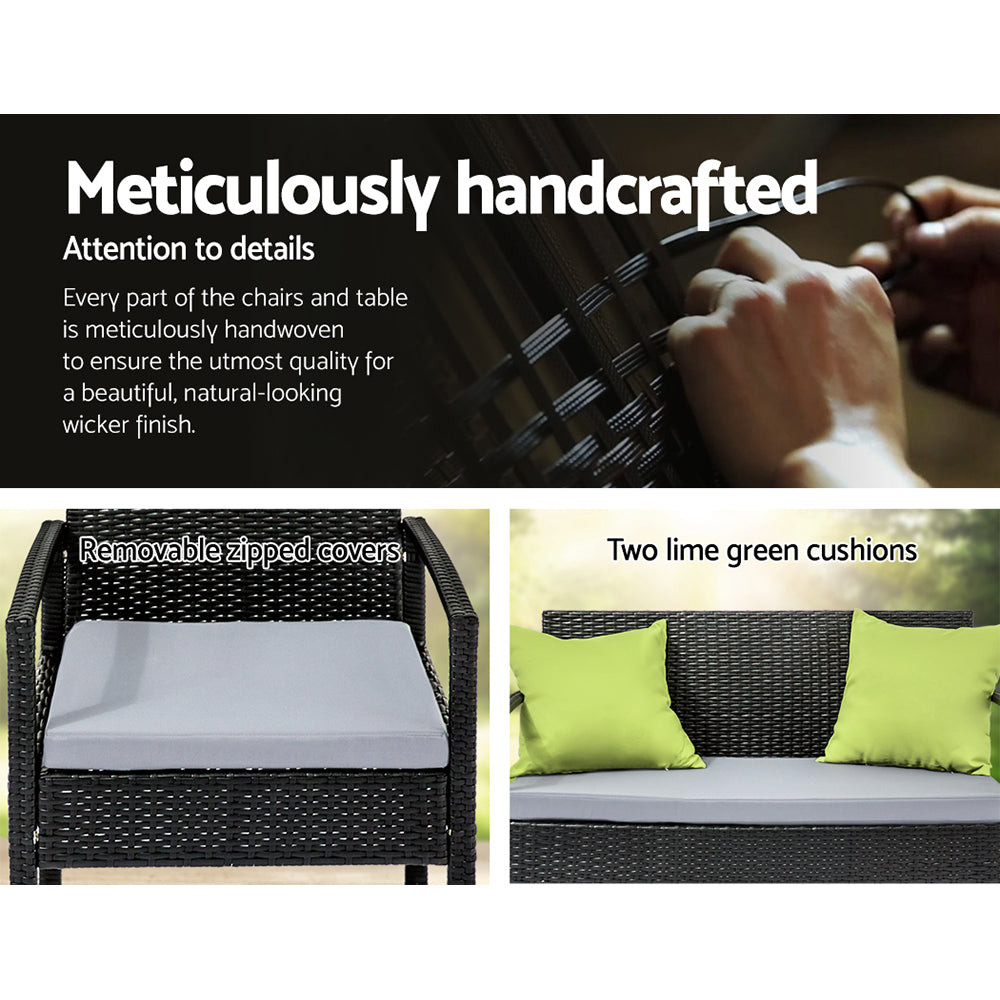 Clontarf 4 Piece Outdoor Sofa Set, Black