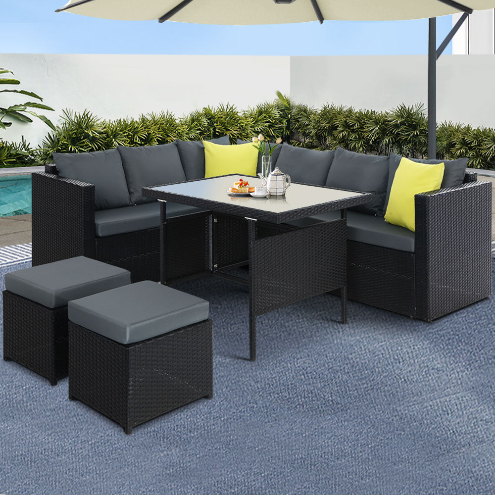 Woodgate 6 Piece Outdoor Dining Set, Black