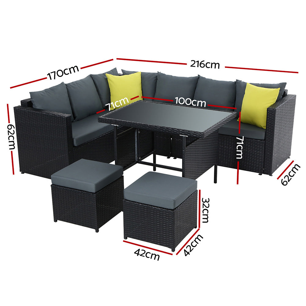 Woodgate 6 Piece Outdoor Dining Set, Black