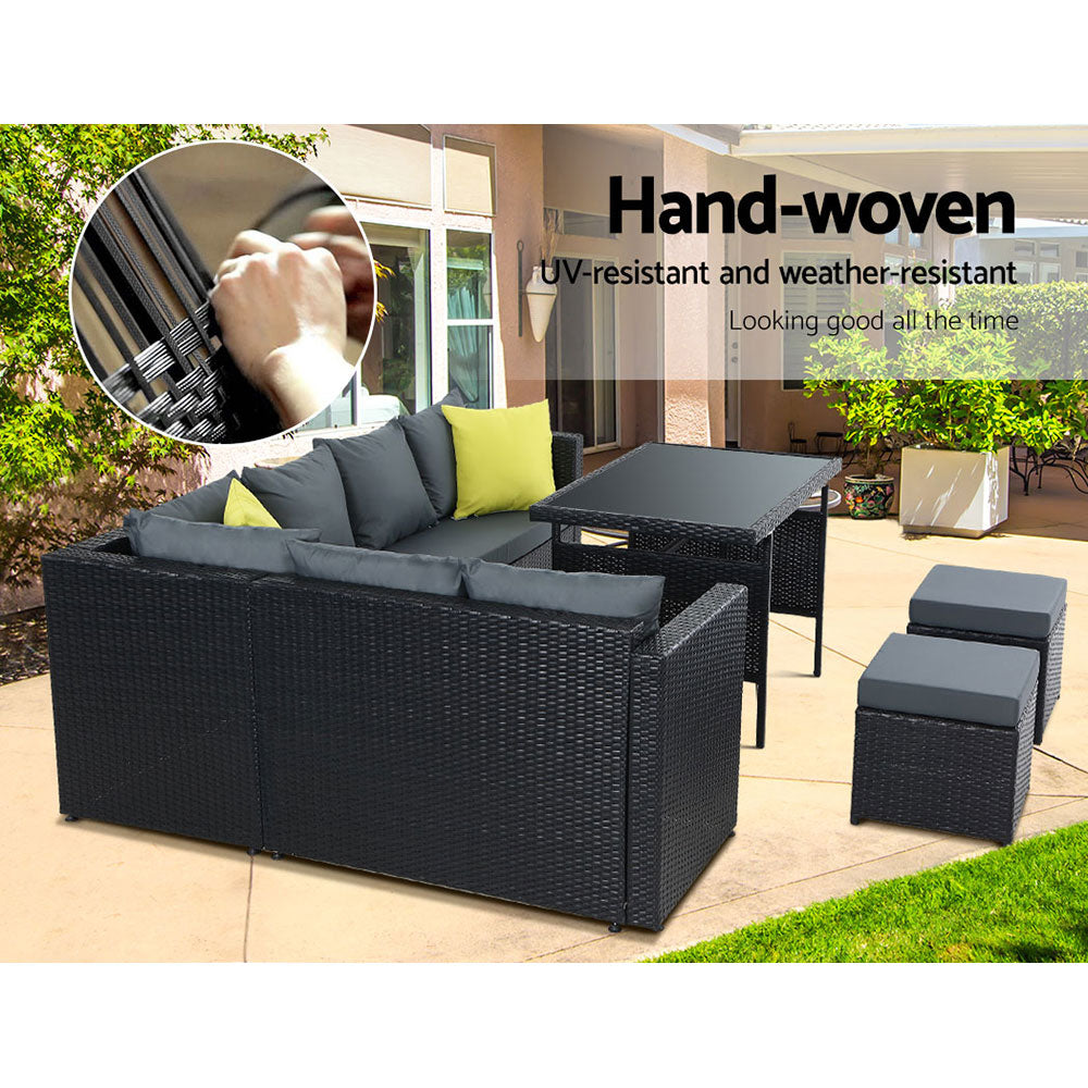 Woodgate 6 Piece Outdoor Dining Set, Black