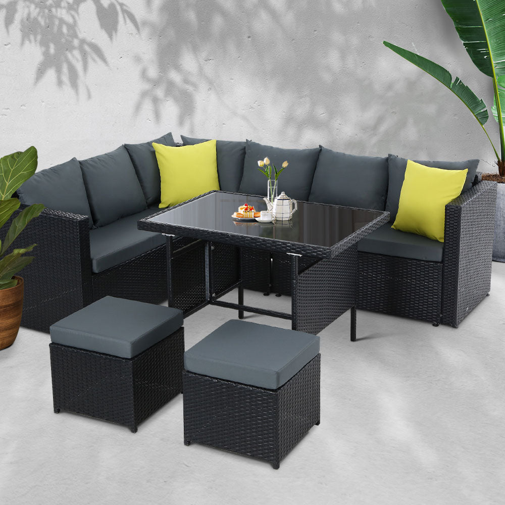 Woodgate 6 Piece Outdoor Dining Set, Black