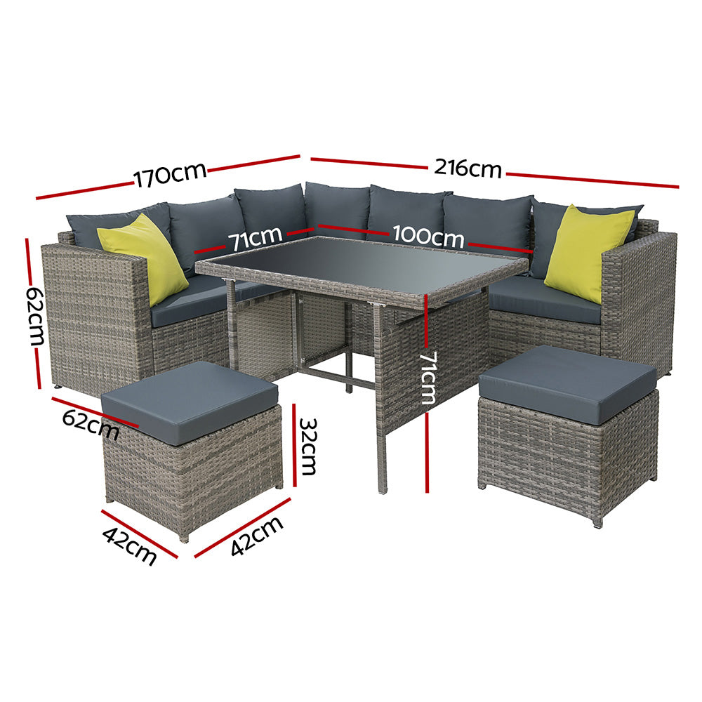 Woodgate 6 Piece Outdoor Dining Set, Grey