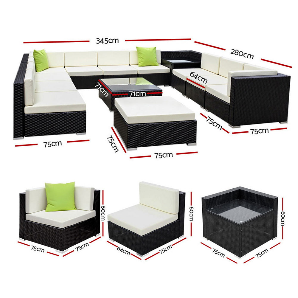 Gardeon 13 Piece Outdoor Wicker Sofa Set with Cover 11 Seater — Allure Home Collections