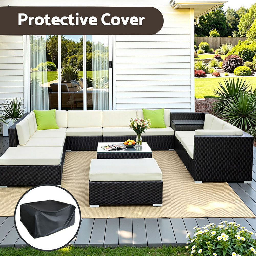 Gardeon 13 Piece Outdoor Wicker Sofa Set with Cover 11 Seater — Allure Home Collections