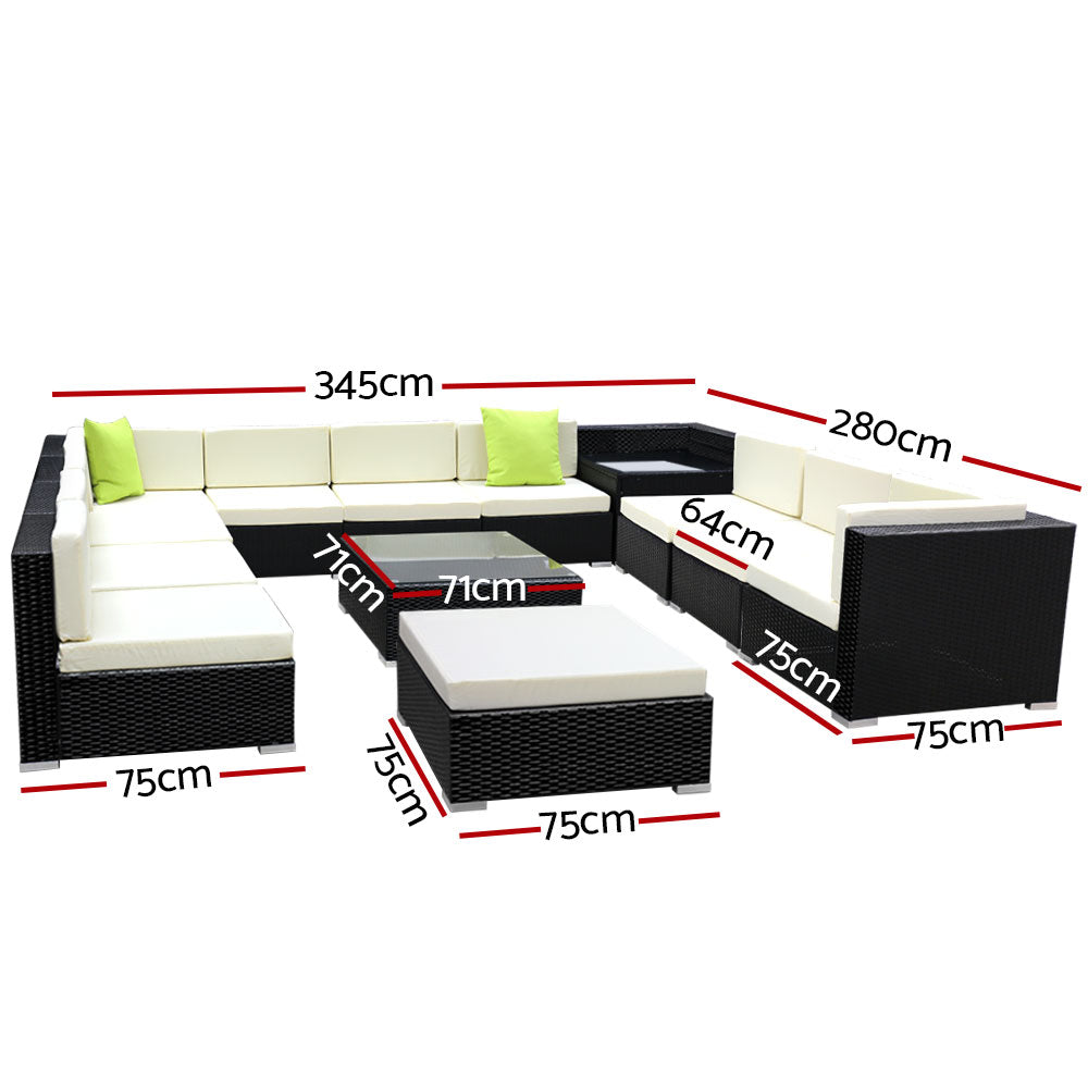 Gardeon 13 Piece Outdoor Wicker Sofa Set 11 Seater Lounge Setting — Allure Home Collections