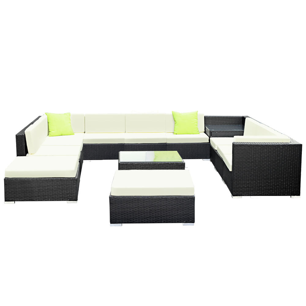 Gardeon 13 Piece Outdoor Wicker Sofa Set 11 Seater Lounge Setting — Allure Home Collections