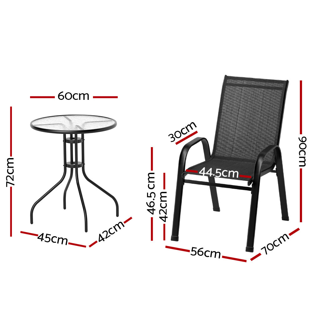 Bucasia 5 Piece Outdoor Dining Set, Black Steel
