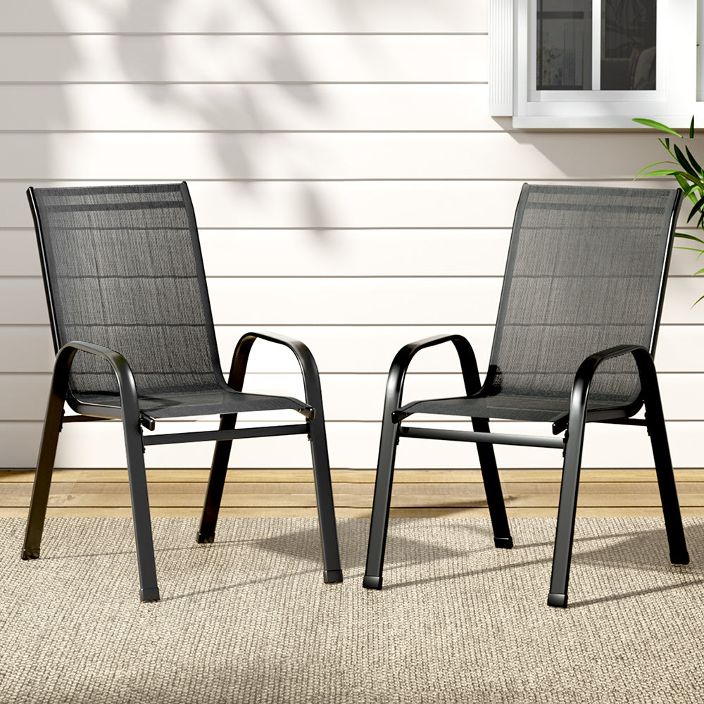 Cobargo Stackable Outdoor Chair Black 2pcs image 7