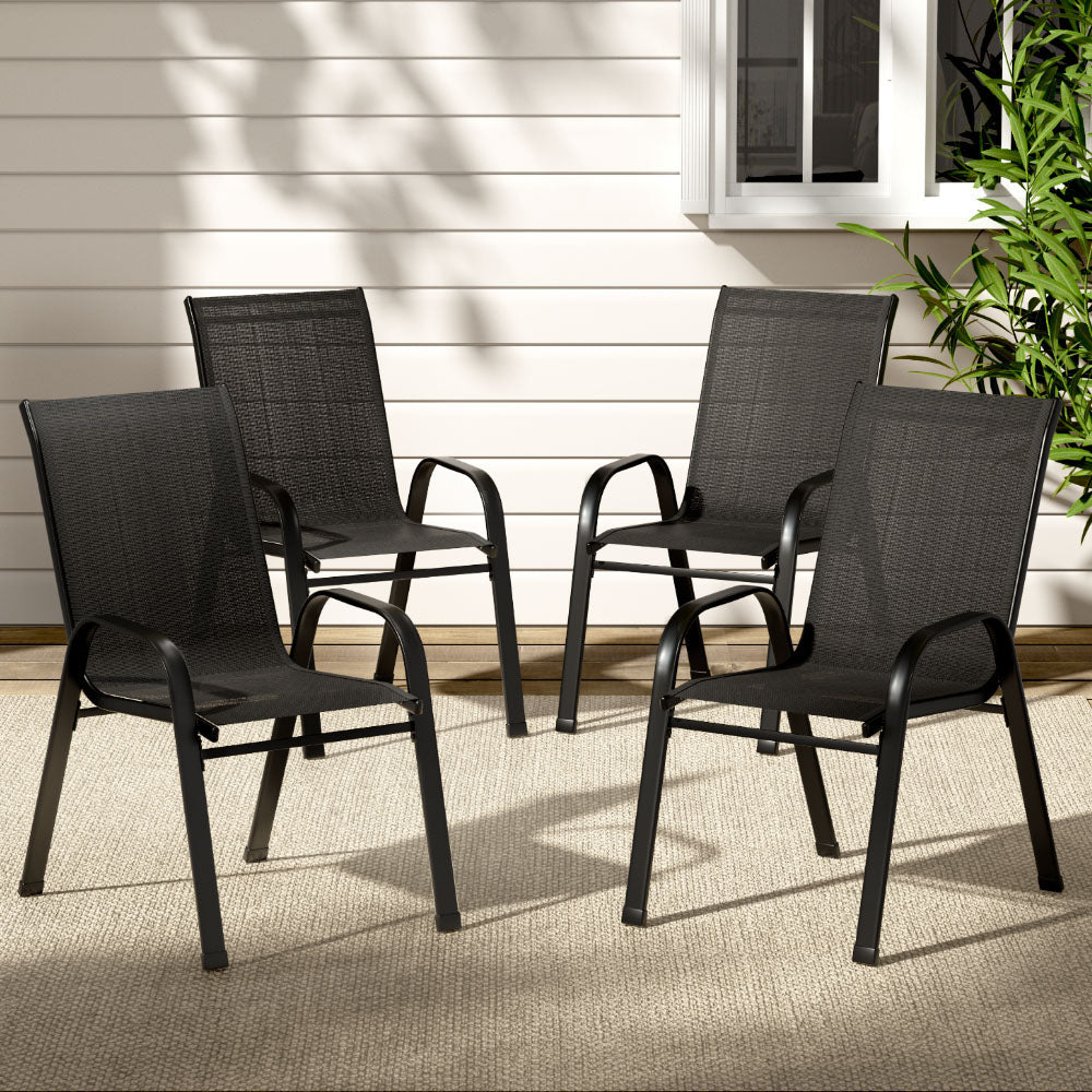 Cobargo Stackable Outdoor Chair Black 4pcs image 7