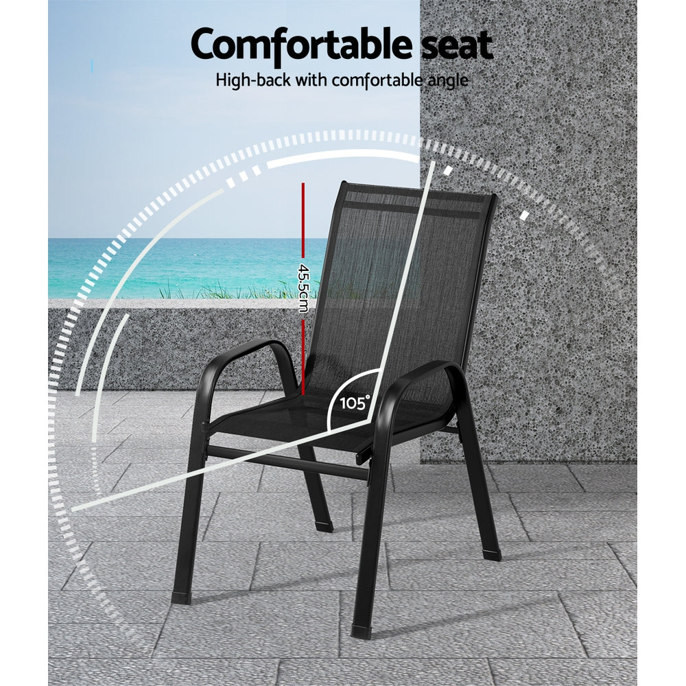 Cobargo Stackable Outdoor Chair Black 6pcs image 4