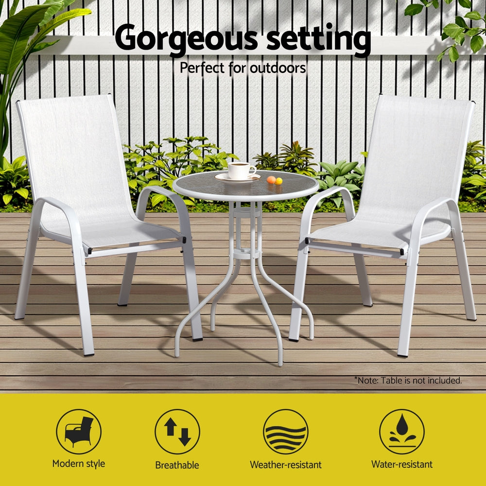 Narooma Stackable Outdoor Chair, White 2pcs image 4