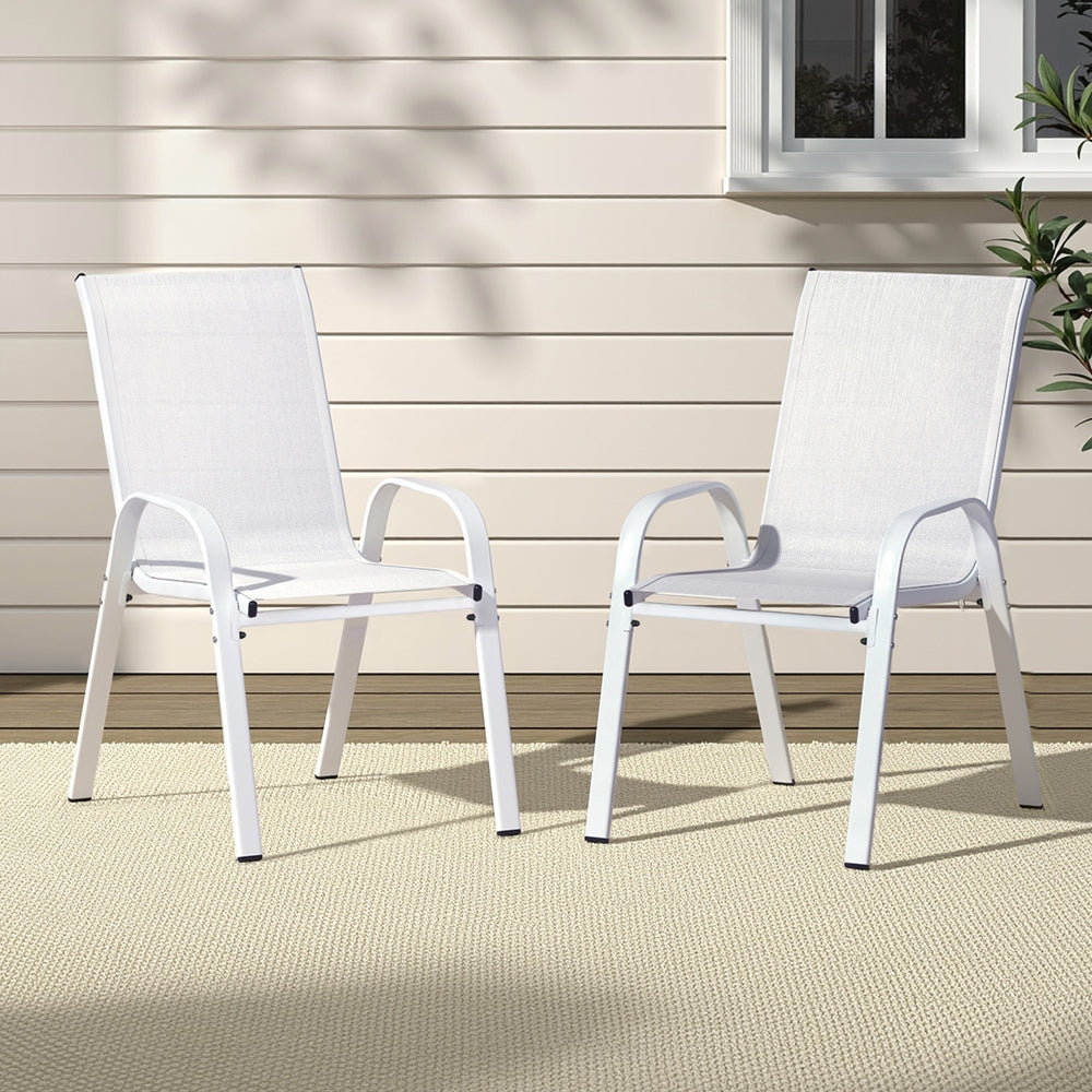 Narooma Stackable Outdoor Chair, White 2pcs image 7