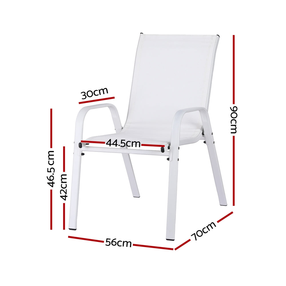 Narooma Stackable Outdoor Chair, White 4pcs image 2