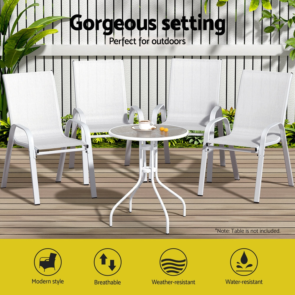 Narooma Stackable Outdoor Chair, White 4pcs image 4