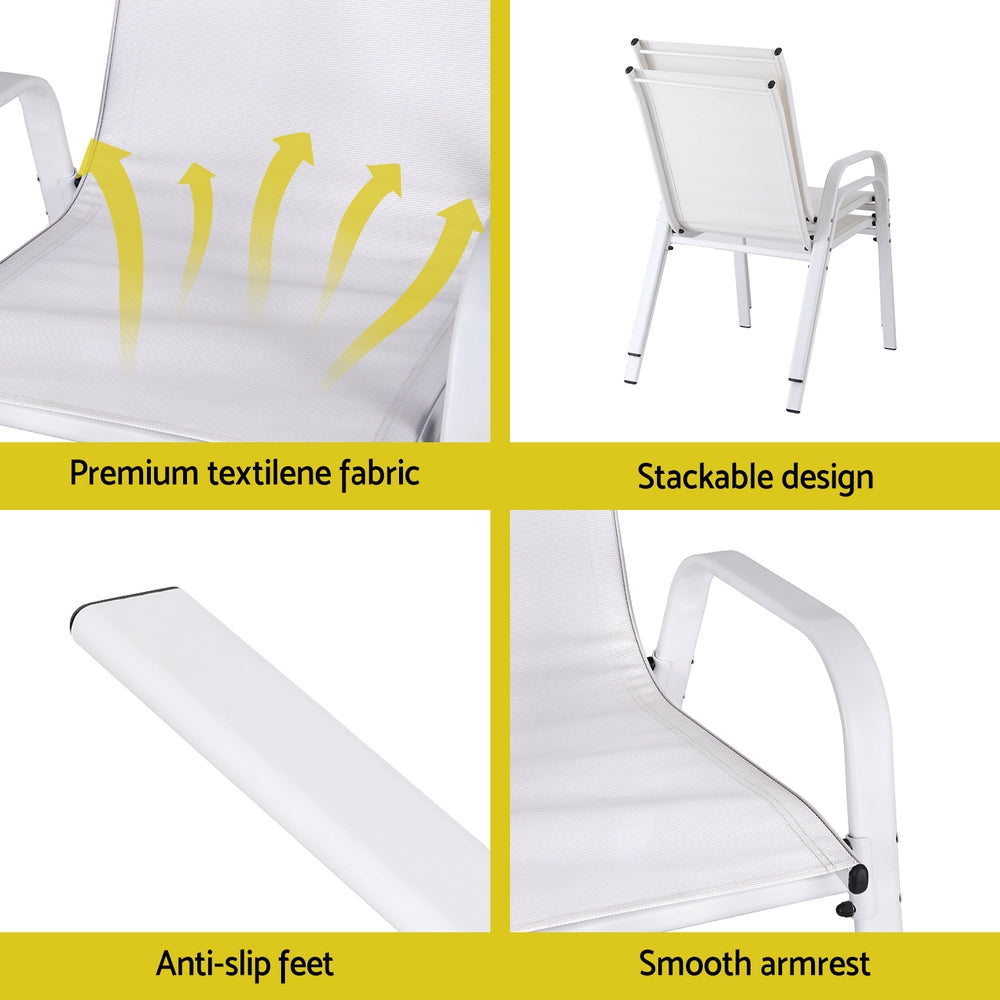 Narooma Stackable Outdoor Chair, White 4pcs image 6