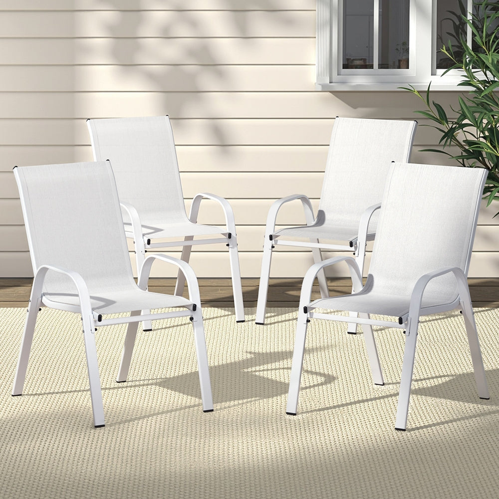 Narooma Stackable Outdoor Chair, White 4pcs image 7