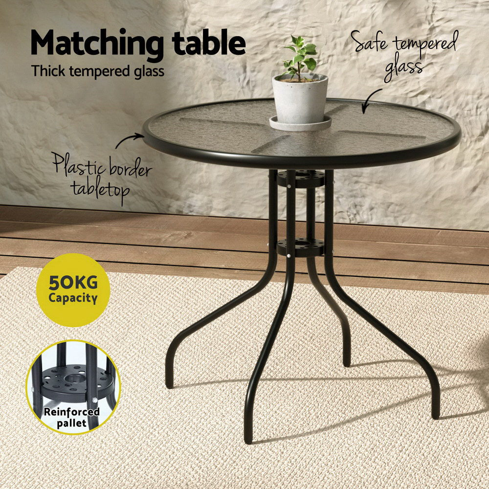 5 Piece Outdoor Dining Set With Stackable Chairs, Black