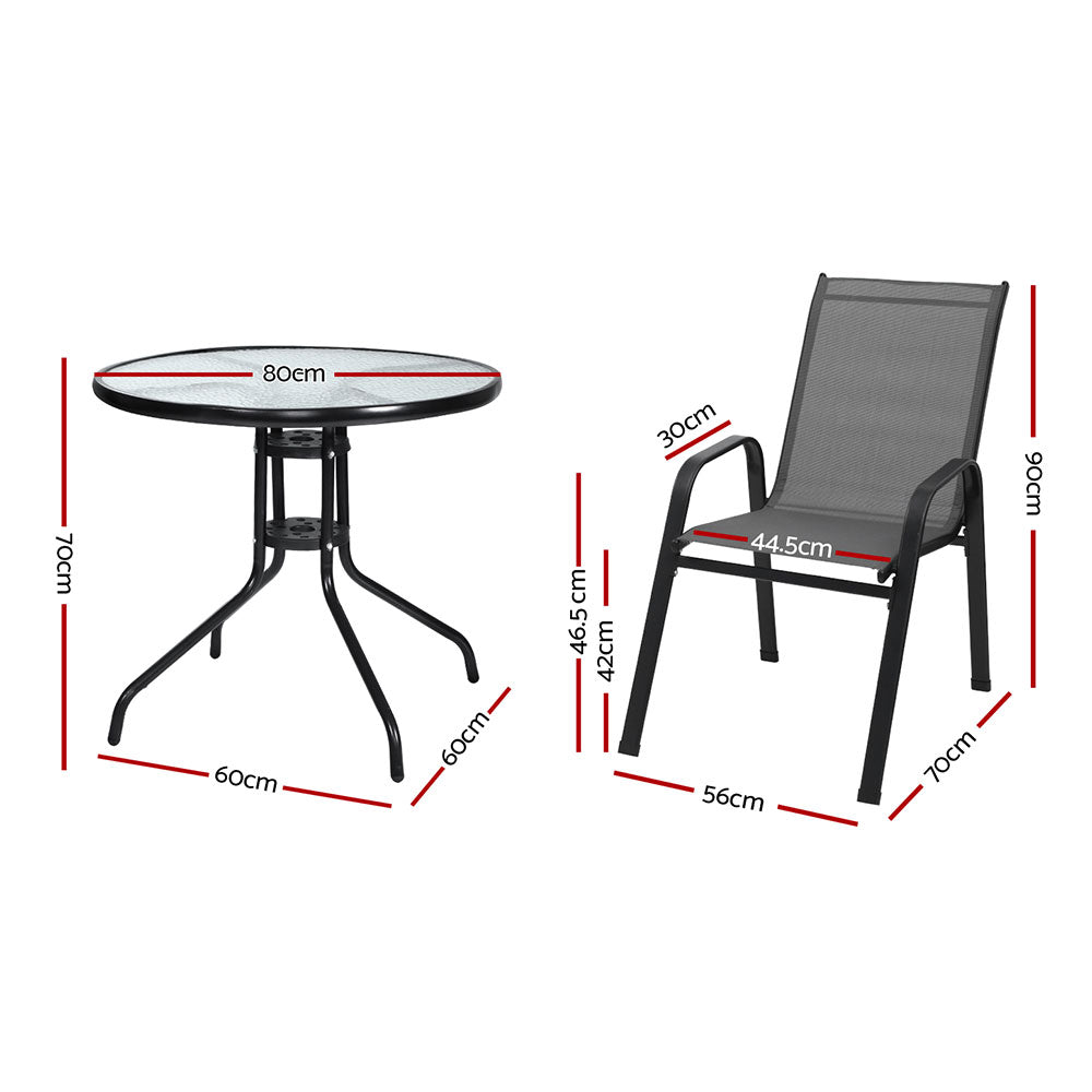 5 Piece Outdoor Dining Set With Stackable Chairs, Grey