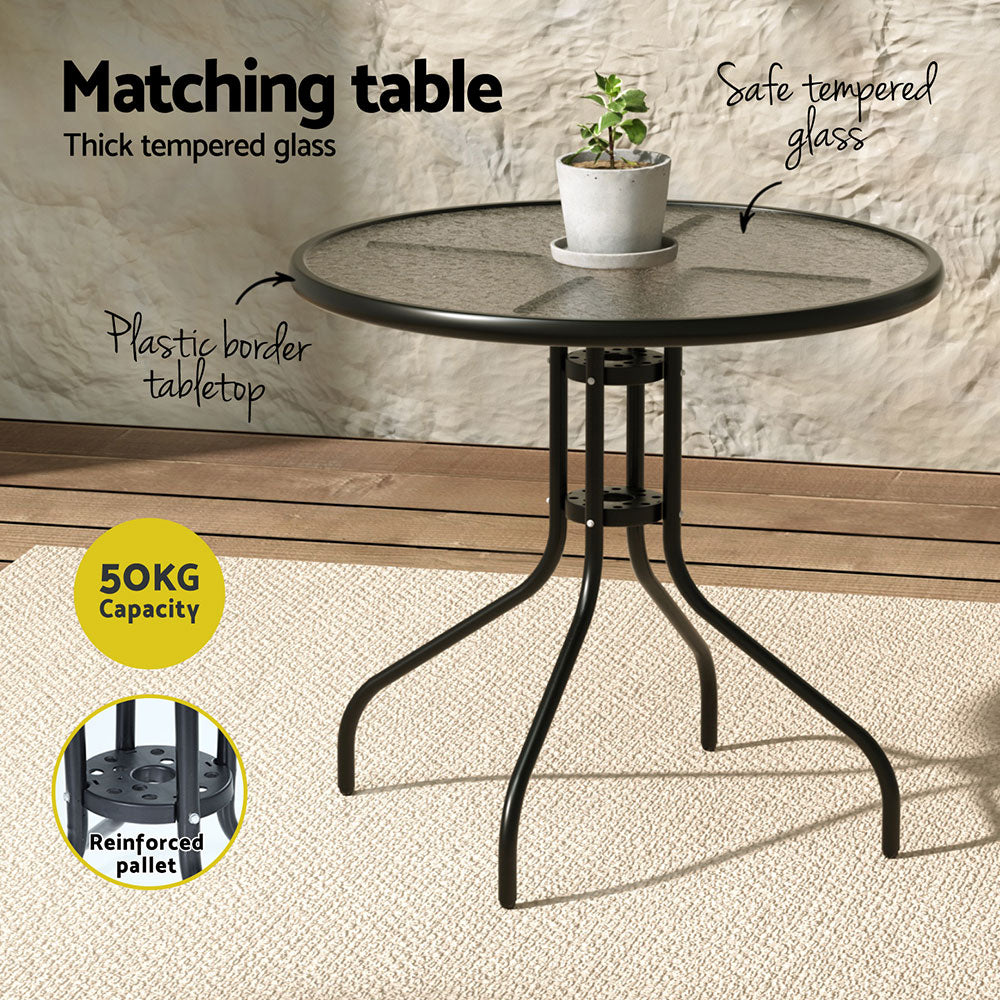 5 Piece Outdoor Dining Set With Stackable Chairs, Grey