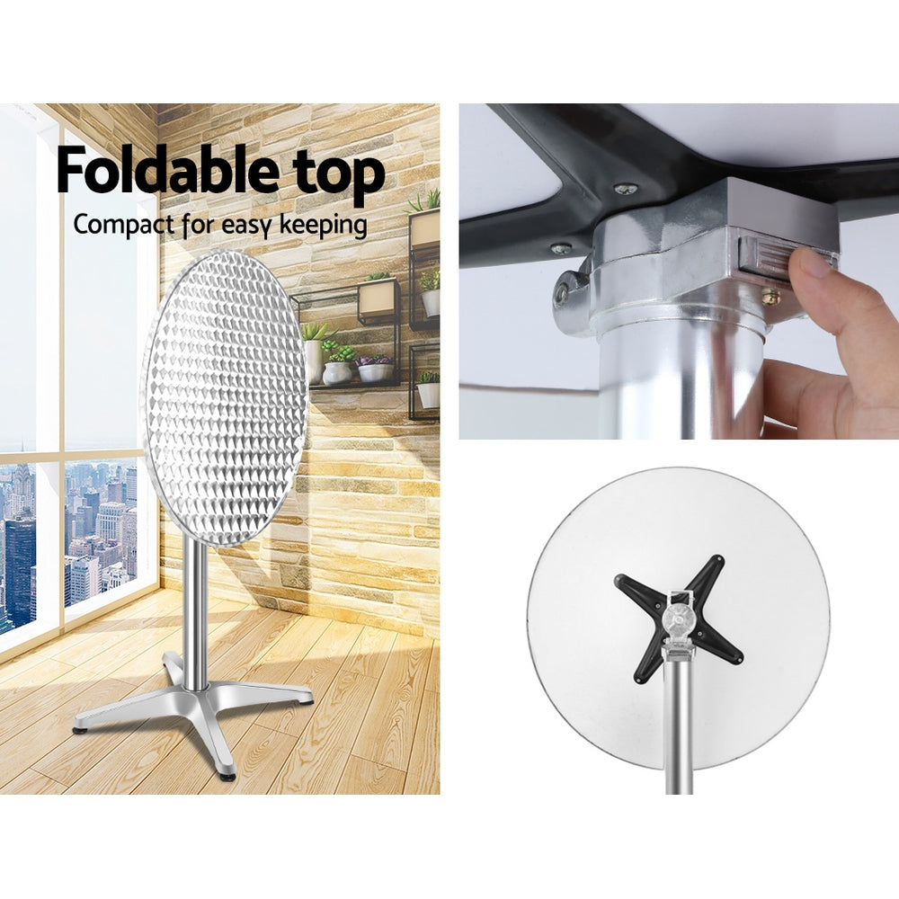 Moana Adjustable Round Outdoor Bar Table, Silver Set of 2