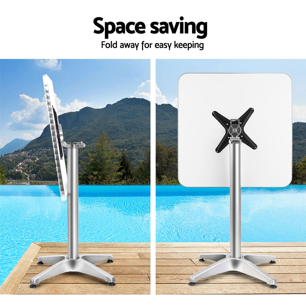 Bowen Outdoor Bar Table, Square Silver Aluminium