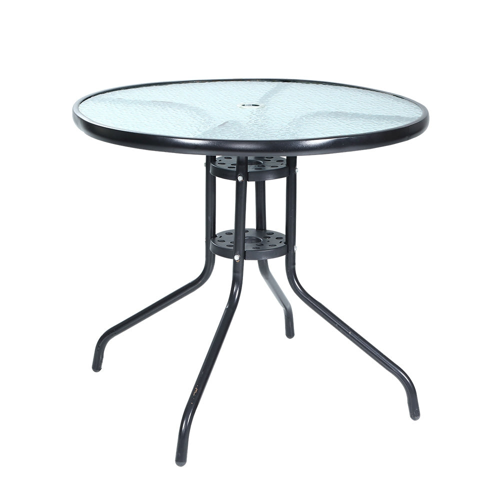 Sellicks Beach Round Tempered Glass Outdoor Dining Table 80cm
