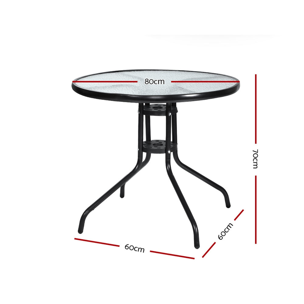 Sellicks Beach Round Tempered Glass Outdoor Dining Table 80cm