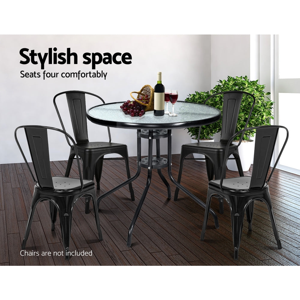 Sellicks Beach Round Tempered Glass Outdoor Dining Table 80cm