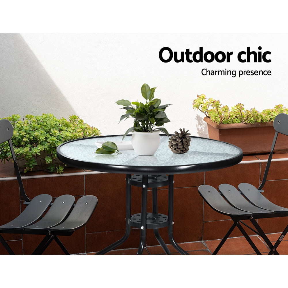 Sellicks Beach Round Tempered Glass Outdoor Dining Table 80cm