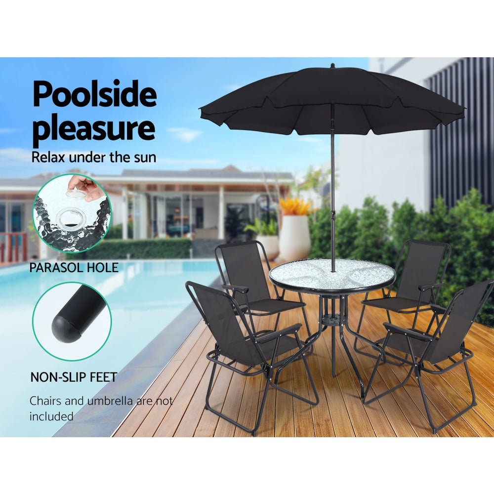 Sellicks Beach Round Tempered Glass Outdoor Dining Table 80cm