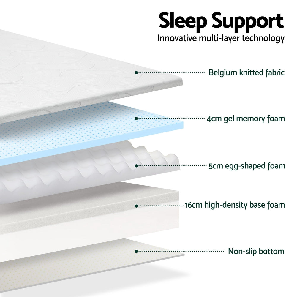 Medium Firm Cooling Gel Memory Foam Mattress, 25cm Double