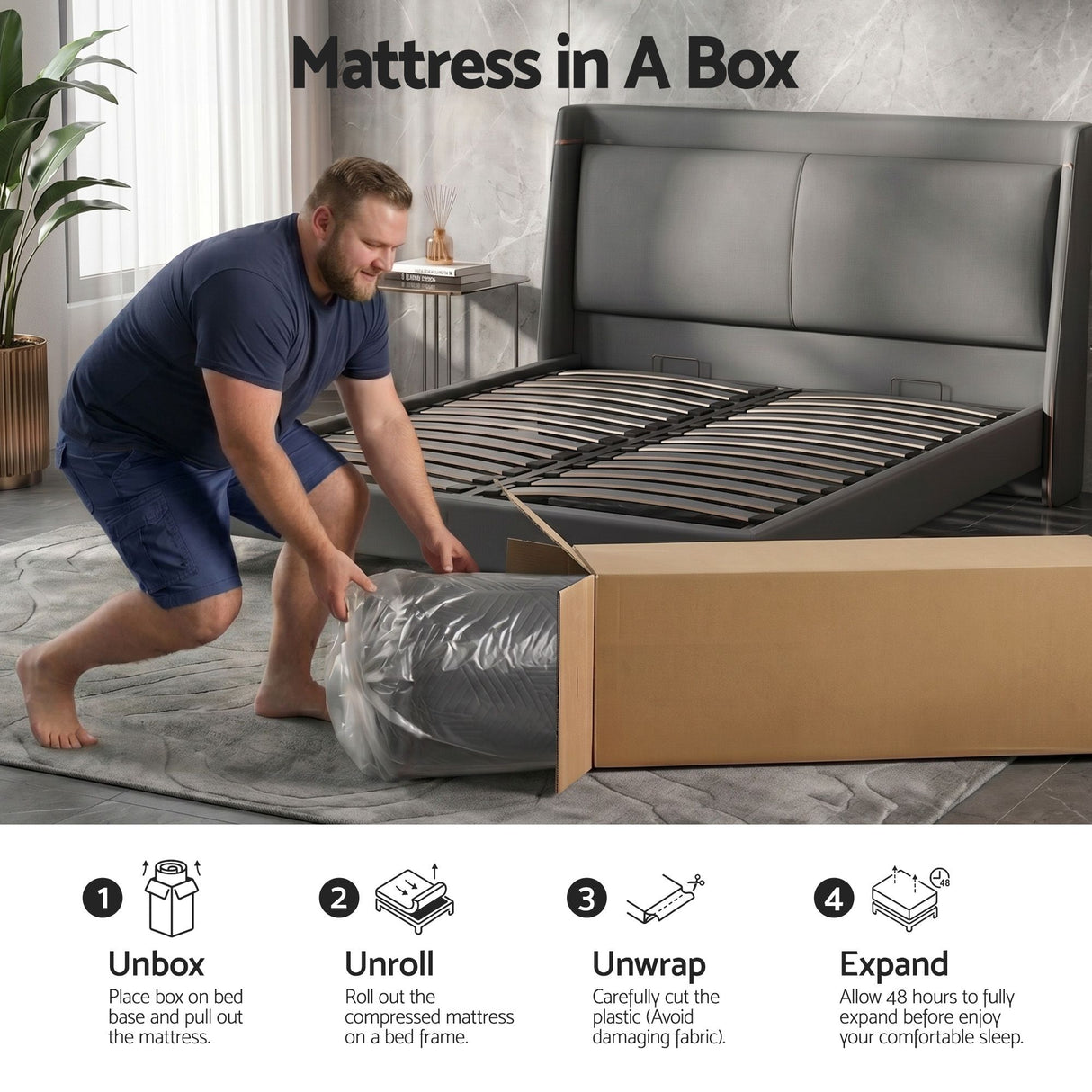 Medium firm gel memory foam mattress, 30cm queen