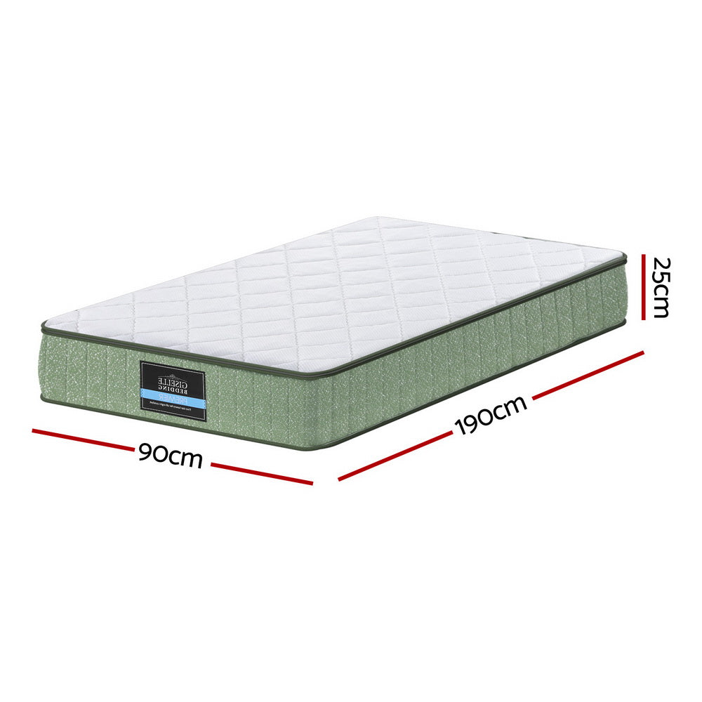 Giselle 25cm Euro Top Dual-Layer Cool Gel Memory Foam Mattress — 7-Zone Charcoal CNC — Allure Home Collections
