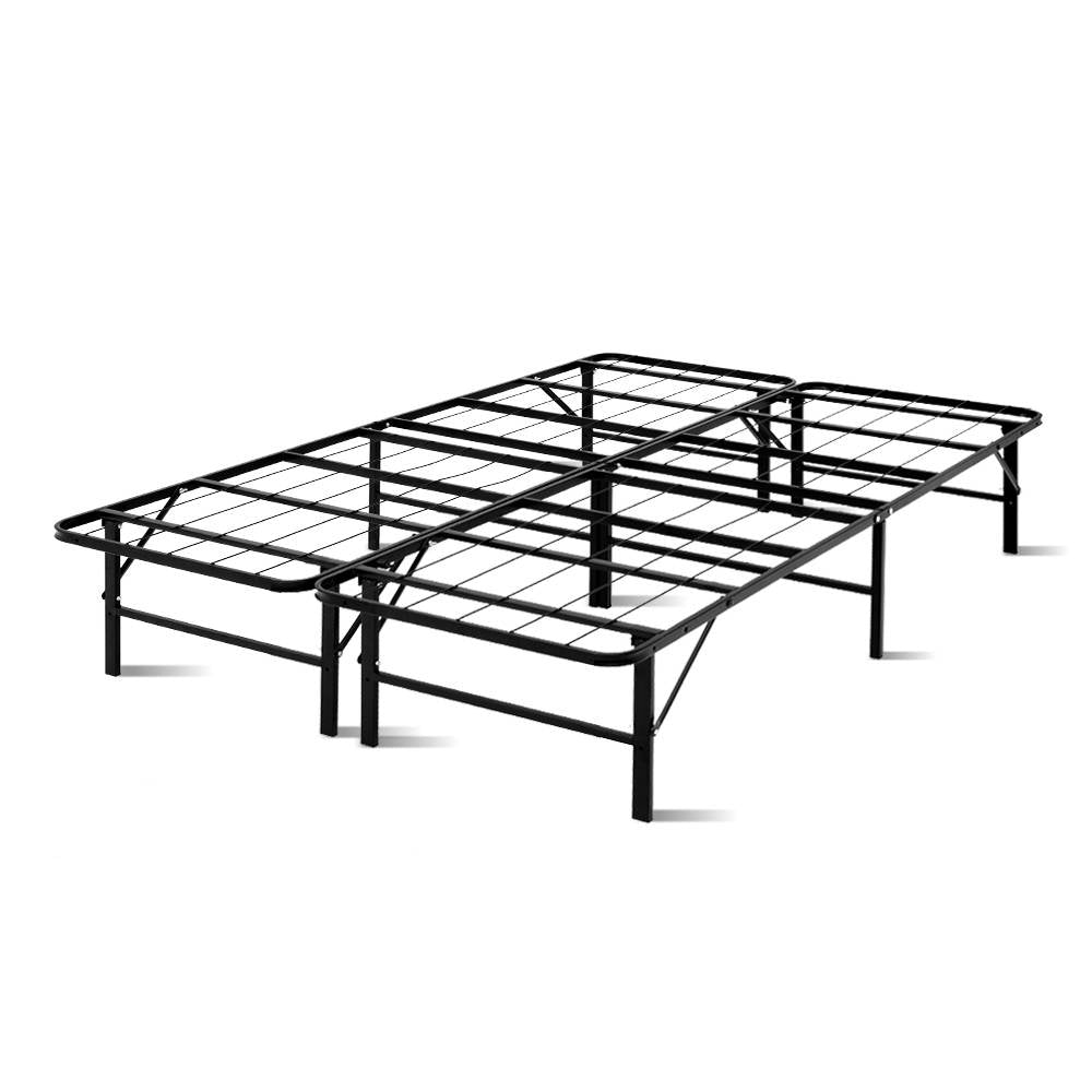 Artiss folding double bed frame showing easy-fold mechanism — Allure Home Collections