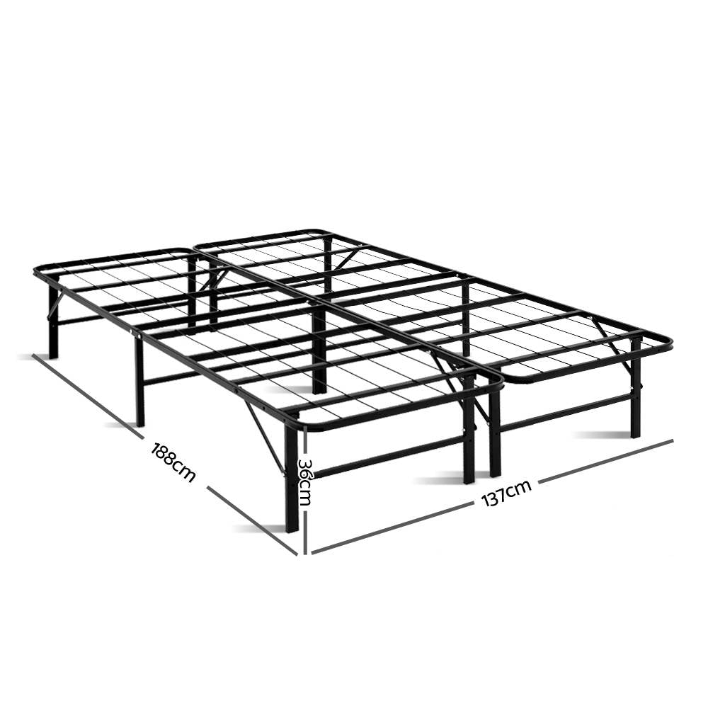 Artiss folding double metal bed frame compact folded position — Allure Home Collections